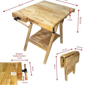 Resim Rox Wood 0338 Mengeneli Katlanır Ahşap Marangoz Çalışma Tezgahı 
