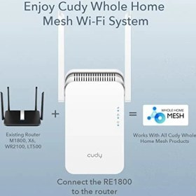 Resim Cudy RE1800 AX1800 Gigabit Mesh Wi-Fi 6 Genişletici Internet Güçlendirici, 2000 Ft2'ye Kadar Alanı Kapsar, 1,8 Gbps Çift Bant Tekrarlayıcı, Ap Modu 
