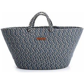 Resim Koza Home Cesta El Yapımı Pamuklu Lacivert Krem Hasır Çanta Plaj Gündelik D Standart Çok Renkli 