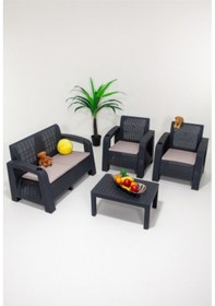 Resim Olimpos 2+1+1+s Balkon&teras Bahçe Mobilyası / Antrasit 