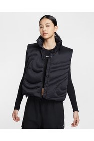 Resim Nike Sportswear Swoosh Series Oversized Full Zip Down Vest Bol Kalıp Siyah Kadın Şişme Yelek 
