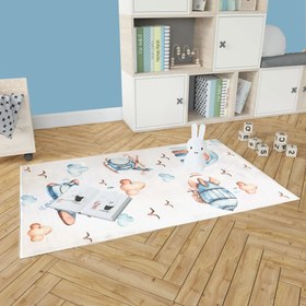 Resim HV230 Helikopter Uçak Desenli - 3 Kalite Seçeneği ile Canlı Dijital Baskı Tasarım - 100x160 / Bambu Dokulu - Pamuk Dokuma Taban 