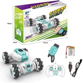 Resim Samdoo 2.4ghz Jeton Kontrollü Stunt Araba, Dört Tekerlekli Sürüş, Işılar, Otomatik Demo, Çift Kontrol Ve Kol Saati Gravite Algılama Yeşil 