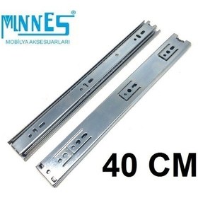 Resim Minnes 40 cm Tam Açılım Teleskopik Mobilya Çekmece Rayı 36 MM Gri 