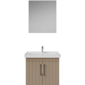 Resim Creavit D20 Lake Çizgili Kapaklı Banyo Dolabı | 65-80-100 cm | Yuvarlak / Kare / Dolaplı Ayna Seçenekli - DAFNE / 65 CM / AYNALI DOLAP 