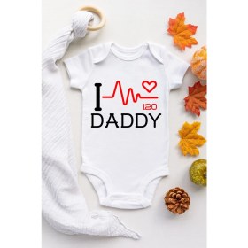 Resim Limon Bebek Beyaz I Love Daddy 120 Desenli Kısa Kol Body 