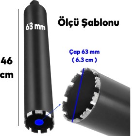 Resim Badem10 Elmas Karot Ucu 63 mm Shun Beton Zemin Duvar Delme Delik Açma Panç Aparat Uç Deprem Numune Al Test 