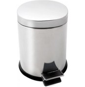 Resim Efor Paslanmaz 430 Krom Metal İç Kovalı Pedallı Ofis Banyo Mutfak Çöp Kutusu Kovası - 3 Litre 