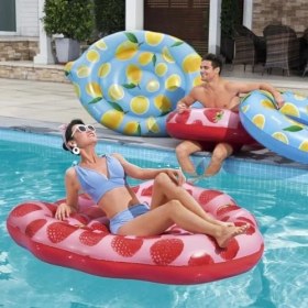 Resim Havuz Float, Kokulu Ahududu Kokulu Yüzme Şezlongu, Çocuklar ve Yetişkinler Için 