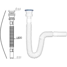 Resim 1.kalite Paslanmaz Çelik Süzgeçli Lavabo Gider Hortumukörüklü Lavabo Sifonueviye Gider Borusu (75 Cm) 