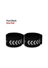 Resim Siyah Bir Çift-yansıtıcı Bant Yüksek Görünürlük Şeritleri Ok Çıkartmalar Bisiklet Uyarı Bileklik Gece Bacak Bandı İçin Açık Koşu Sürme Kayışı Siyah 