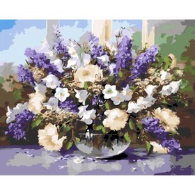 Resim wombhobby Mor ile Beyazın Dansı Sayılarla Boyama Seti 80x100 cm Çerçeveli (Kasnağa ) Gerili 