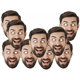 Resim Kişiye Özel Bekarlığa Veda, Kına Gecesi Damat Yüz Maskesi 10 Adet Kullanıma Hazır 