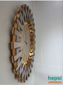 Resim Güneş Golden Jet Bronze Altın Bronz Renk 85 Cm Aynalı Duvar Saati 