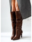 Resim Rimaz Kahve Körüklü Uzun Sivri Topuklu Çizme 001 