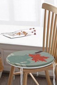 Resim RealHomes Pastel Zemin Üzerinde Vazo Desenli Dijital Baskılı Modern Yuvarlak Fermuarlı Sandalye Minderi 
