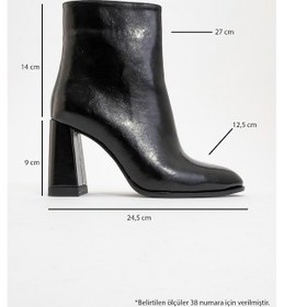 Resim Luvishoes Jewel Siyah Cilt Kadın Topuklu Bot Sıyah Cılt 