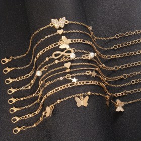 Resim 8 adet Boho Chic Ayakbağı Seti - Çok Katmanlı, Kelebek, Sonsuzluk Sembolü, Kalp ve Yıldız Takıları ile Düzenlenmiş, Kadınlar için Altın Tonlu Demir Ayakbağıları - Seksi Plaj, Günlük ve Tatil Ayak Takıları, Tatil Aksesuarları|Boho Chic Tarzı|Rinestone Süslemeleri, Bohem Tarzı Ayakbağıları 