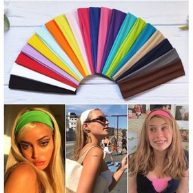 Resim 10 Adet Esnek Sa Bandı Moda Başlıklar Kadınlar İçin, Düz Renk Koşu Fitness Yoga Saç Bantları Elastik Makyaj Saç Aksesuarları 