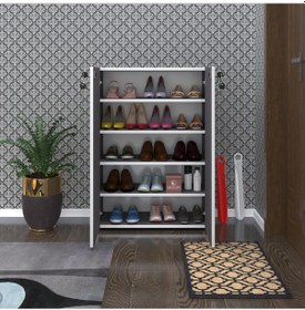 Resim Kenzlife Ayakkabılık Ayakkabı Dolabı Kilitli Be Real Gri 100 70 32 Kapaklı Arkalıklı Ofis Dolabı 