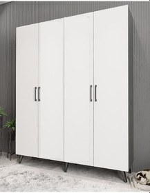 Resim Duke 4 Kapaklı Ayakkabılık Füme Beyaz 180 Cm M2 