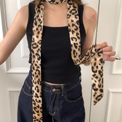 Resim Kadınlar için 1 adet şık vintage leopar desenli baş bandı - Polyester çok amaçlı saç bandı, saç, çanta, kravat, kemer için çok yönlü aksesuar - Tek parça, tüy olmayan 