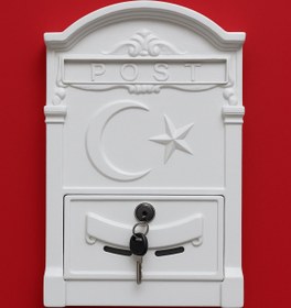 Resim USKUL DOKUM Döküm Posta Kutusu - Ay Yıldız Beyaz 
