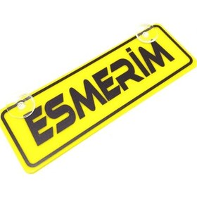 Resim Esmerim Yazılı Sarı Dekor Plaka Vantuzlu Cam Süsü 