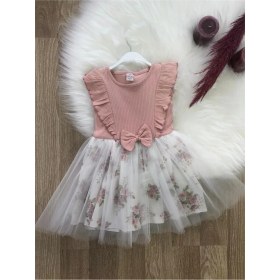 Resim Retro Women Kız Çocuk Pamuklu Çiçekli Tütülü Doğum Günü Özel Gün Abiye Günlük Prenses Elbise 