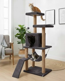 Resim Reyo Pet S9 Kedi Tırmalama Kulesi Platformlu 124 cm Antrasit 