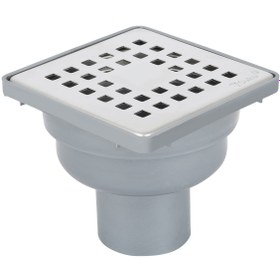 Resim Sukar Tesisat Süzgeci 10x10 cm Plastik Çerçeveli Kare Izgaralı Alttan Çıkışlı - Ø50 