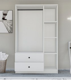 Resim Metalia Gm 853 Home 3 Kapılı 2 Çekmeceli Düğme Kulplu Aynalı Gardırop 