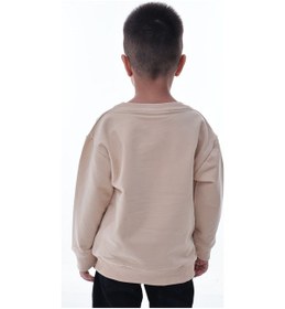 Resim Erkek Çocuk Krem Sweatshirt %100 Pamuk, Yumuşak Kumaş, Rahat Kalıp, Günlük Spor Stil Krem 