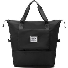 Resim Tenfowee Sıvı Ve Kuru Ayrılmış Spor Çanta - Yoga Antremanı, Seyahat İçin Geniş Hacimli, Katlanabilir Siyah Çanta Siyah 