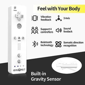 Resim Soanufa Wii Controller compatible with Nintendo Wii and Wii U Console Built in 3-Axis Motion Plus Motion Gamepad Featuring vibration and sound feedback - White with Wrist Strap 