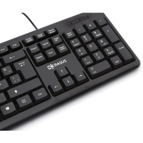 Resim Kerasus Kr-3001 Siyah Ergonomik Standart Kablolu Klavye 
