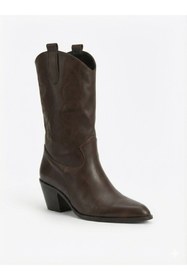 Resim LOVE SHINE Lorvessa Nakışlı Kovboy Kadın Bot Bağcıklı Suni Süet Büyük Numara Western Şehir Stil 