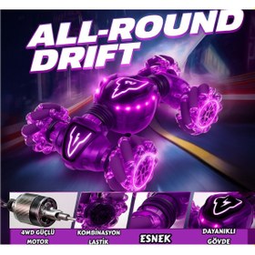 Resim YILDIRIM OYUNCAK Uzaktan Kumandalı ve Bilekten Kontrollü Led Işıklı 360° Akrobatik Drift 4X4 Oyuncak Arabası 
