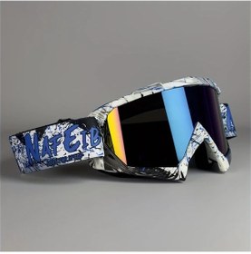 Resim Chuangyinshop Motorcycle Kayak Snowboard Bmx Gözlükleri Blue White Colorful Lens Anti Fog Uv Koruma 
