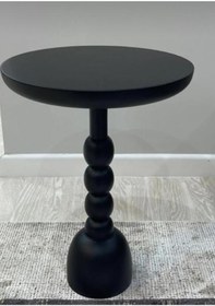 Resim ASELYA HOME Minimalist Ahşap Mantar Yan Sehpa Modern Siyah 50 Cm 