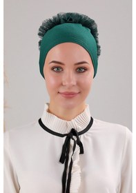 Resim Melodi Scarf Tesettür Fırfırlı Bone Zümrüt Yeşili Zümrüt Yeşili 