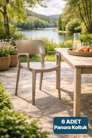 Resim Alezy Panora Renkli Koltuk 6'lı Set Cappucino 