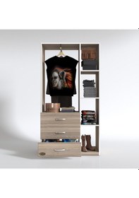 Resim Kenzlife giysi dolabı ökkeş 175*90*40 crd gardırop 3 çekmeceli 