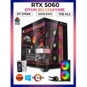 Resim Gameline Pro X2 Ryzen 7 5700X 32GB Ram 1tb M.2 Nvme SSD RTX5060 Sıvı Soğutmalı Oyuncu Free Dos Masaüstü Bilgisayar 
