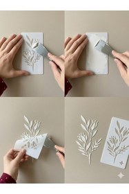 Resim Bedoris Duvar Kabartma Şablonu - Botanik Desenli Stencil 1 ADET 