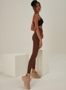 Resim Thin Shop Kahve Seamless Dikişsiz Toparlayıcı Açık Tayt Belden Inceltici Ve Sıkılaştırıcı Yüksek Bel 