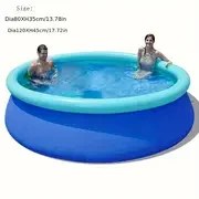Resim Yetişkinler için Ekstra Büyük Yuvarlak Mavi Şişme Yüzme Havuzu - Katlanabilir, Kalınlaştırılmış PVC Çerçeve, Taşınabilir Açık/Kapalı Kullanım, Elektrik Gerektirmez, Kapalı Yüzme Havuzu, Şık Tasarım, Dayanıklı Havuz 