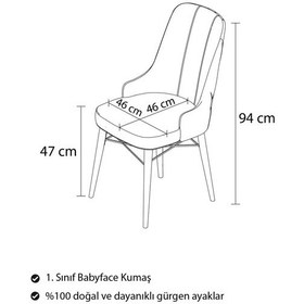 Resim Mitra Serisi, 4 Adet Antrasit Mutfak Sandalyesi, Ceviz Gürgen Ayak, 1. Sınıf Babyface Kumaş 