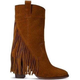 Resim Deery Hakiki Süet Taba Rengi Western Püsküllü Kadın Bot Taba 