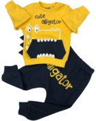 Resim Nazar Bebe Erkek Bebek Sarı Alligator Yazılı 2li Takım 
